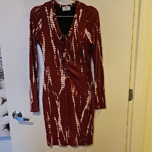 LAST CHANCE Elegant Red Tie-Dye Dress